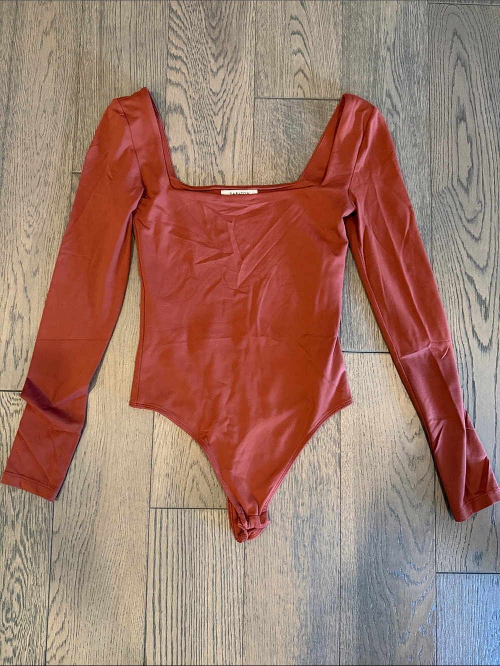 Babaton Rust Bodysuit with Square Neck
